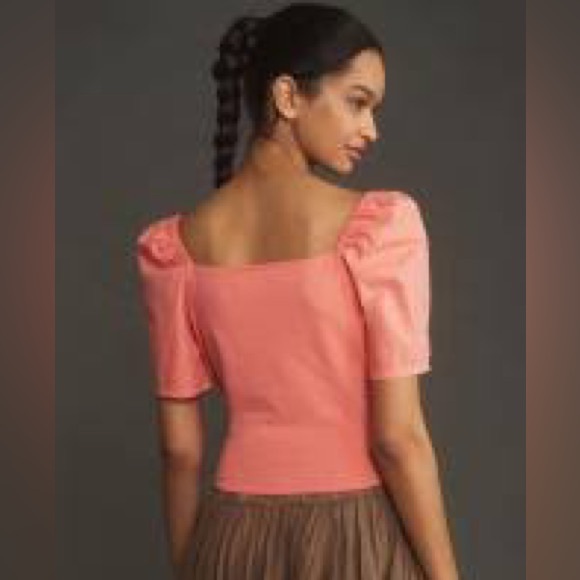 BNWT BY ANTHROPOLOGIE PUFF-SLEEVE WRAP TOP - Picture 3 of 6